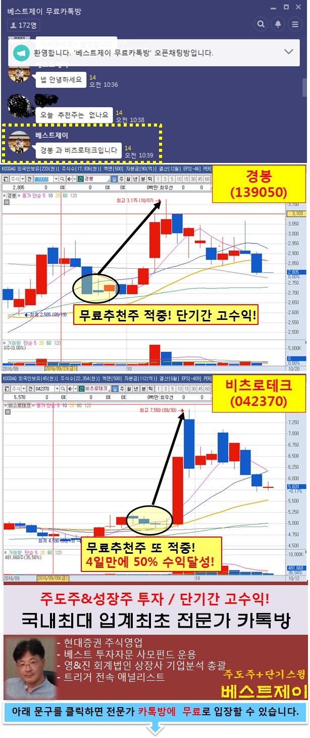 왕초보도 쉽게 수익낸다, 종목이랑 단가 다 알려주는 전문가 카톡방