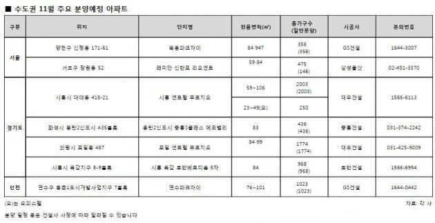 11·3 대책에 '화들짝'…수도권 분양물량 6천여 가구 '급감'