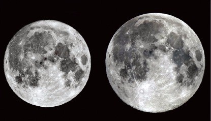 올해 가장 작은 달(4월22일)과 가장 큰 달(11월14일).  