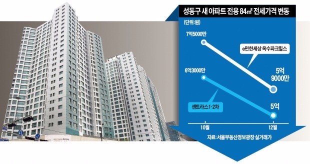 지난달 입주를 시작한 서울 성동구 하왕십리동의 ‘센트라스 1·2차’ 아파트. 한경DB