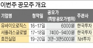 호전실업·유바이오로직스 등 3곳 공모 청약