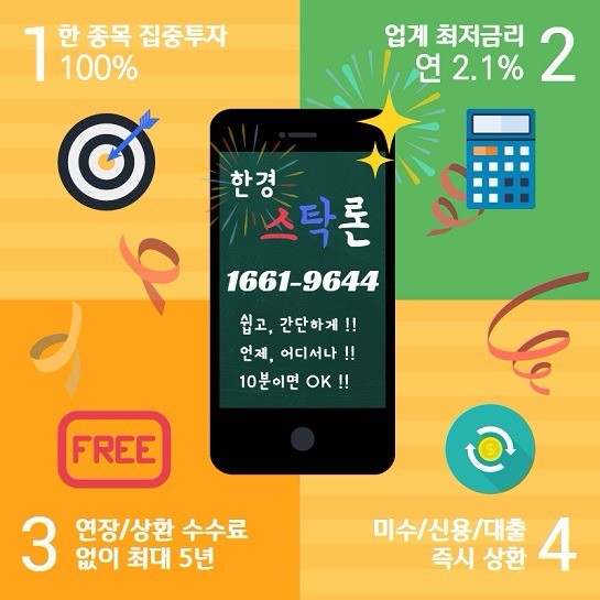 【NEW한경스탁】“스탁론을 활용한 연2.1% 신개념투자!!” [미수/신용상환+주식매입자금] "무조건 최저금리로 이용하세요!"