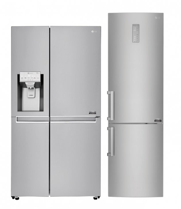 '센텀 시스템’을 적용한 양문형 냉장고(좌), 상냉장·하냉동 타입 냉장고(우) / 제공 LG전자
