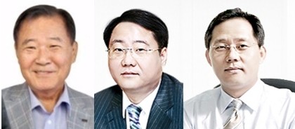 정상영 KCC 명예회장(왼쪽부터), 정몽진 회장, 정몽익 사장