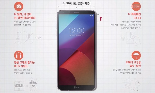 LG전자가 26일(현지시간) 스페인 바르셀로나에서 차기 전략 프리미엄 스마트폰 LG G6를 공개했다. LG전자 제공