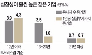 [경제논단] 젊은 서비스기업의 1인당 부가가치 증가율이 3배 이상 높아