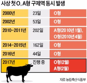 구제역 O·A형 첫 동시 발생…위기경보 최고 단계