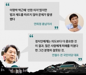  안희정 '선한 의지' vs 안철수 "의도보다 중요한 것은 결과"