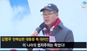 탄핵 무효집회에서 헌재 결정 불복 선언 "재판관 새로 지명해 다시 심판하라"