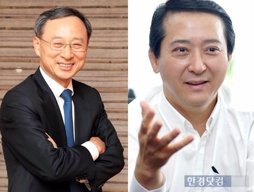 황창규 KT 회장(왼쪽)과 권영수 LG유플러스 부회장. / 사진=양사 제공