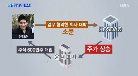 최정윤 남편 윤태준 주가조작
 혐의로 구속