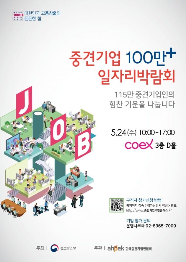 중견기업 80개사 인재채용…24일 코엑스서 '100만+ 일자리 박람회'
