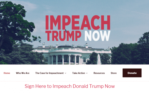 사진=트럼프 대통령 탄핵 서명운동(Impeach Donald Trump Now) 사이트 캡처