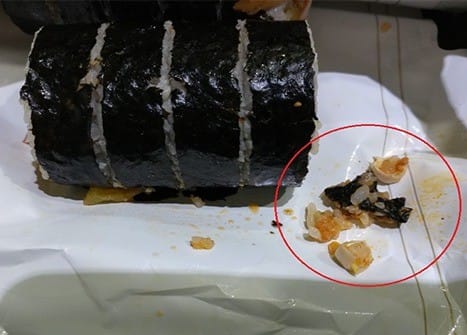 편의점 김밥 어금니 추정 물질 발견