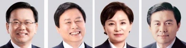 김부겸 후보자(왼쪽부터), 도종환 후보자, 김현미 후보자, 김영춘 후보자
