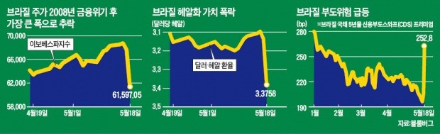 브라질 또 덮친 '탄핵 리스크'…주가·헤알화 일제히 폭락