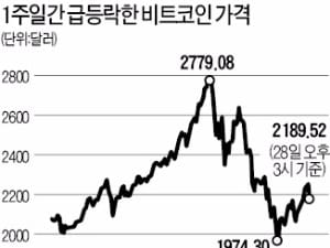 비트코인, 이틀새 700달러 '뚝'