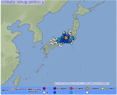 일본 지진 발생, 오전 7시께 나가노현 남부서 5.6 규모