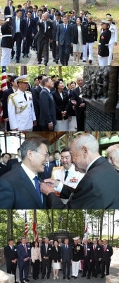 장진호 전투 기념비 방문…문재인 대통령의 큰 그림