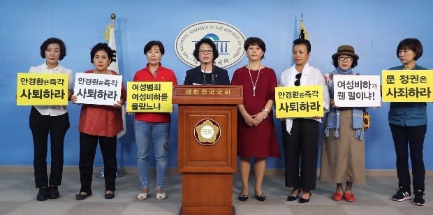 한국당 "안경환, 후보직 사퇴하고 여성들에 사죄해야"