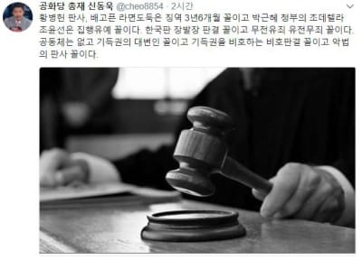 신동욱 "황병헌 판사, 라면도둑은 징역…조데렐라는 집행유예" 맹비난