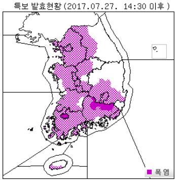 남서쪽은 '찜통'·동쪽 '선선'…대구 36.3도·속초 26.8도