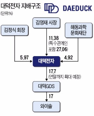 [기업 리모델링] 김영재 대덕전자 사장, 지분 확대 '1석 3조'…대덕GDS·와이솔 지배력도 강화