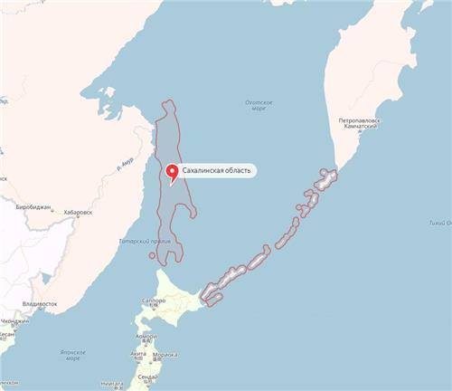 북한 미사일 발사 후 러 포털 지도 서비스서 사할린 섬 사라져