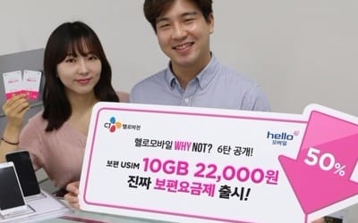 '데이터 10GB를 월 2만원대에'… 헬로모바일 새 요금제 출시