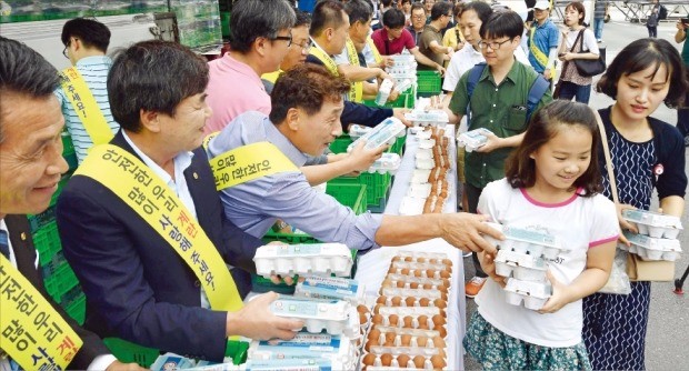 계란 나눠주는 양계협회