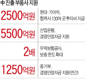 중국 진출 부품업체 지원…현대차, 2500억 푼다