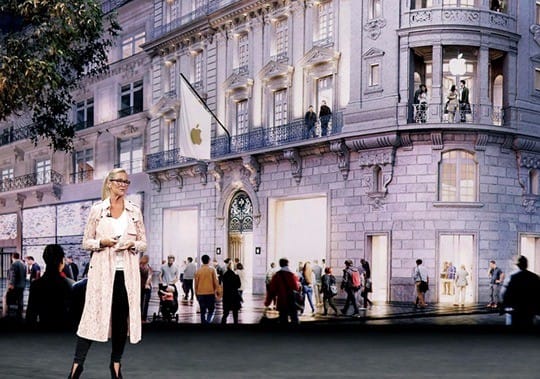 안젤라 아렌츠 애플 리테일부문 수석부사장이 9월 13일 타운스퀘어의 디자인을 설명하고 있다.
