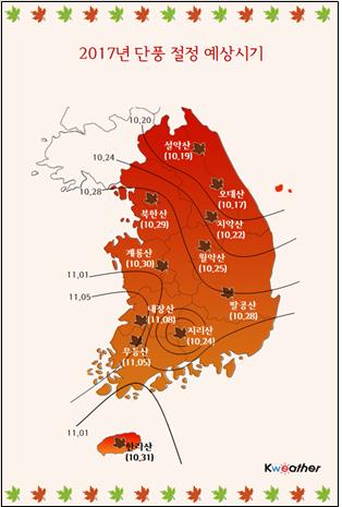 추석 황금연휴 단풍놀이 가볼까…"설악산 절정 6일 예상"