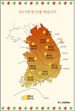 추석 황금연휴 단풍놀이 가볼까…"설악산 절정 6일 예상"