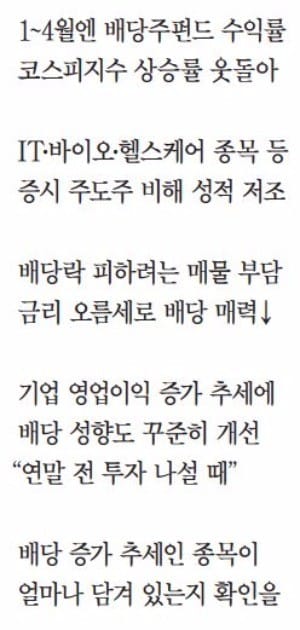 [배당주펀드] 찬바람 부는 배당주펀드 "수익률 진짜 승부는 내년 1~4월"