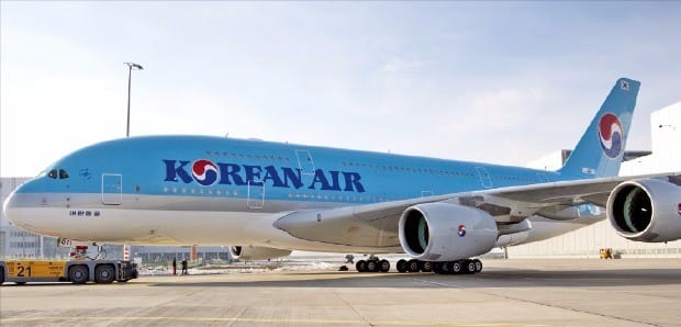 정비를 마친 대한항공의 초대형 여객기 A380. 대한항공 제공 