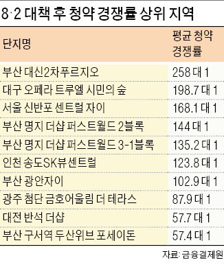 8·2대책 후 '청약 톱10' 중 8곳은 비규제지역