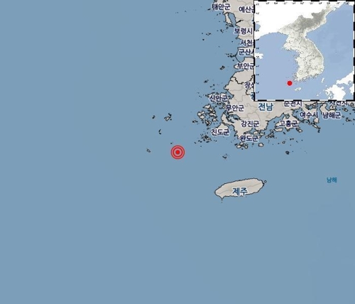 기상청 "전남 신안 흑산면 남쪽 68㎞ 해역에 규모 2.3 지진"