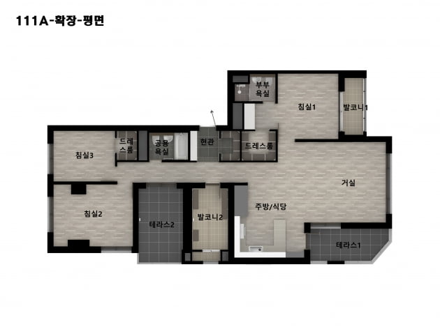 [캐슬앤파밀리에 시티④평면]테라스·복층 구조 특화 설계 도입 '활용도↑'