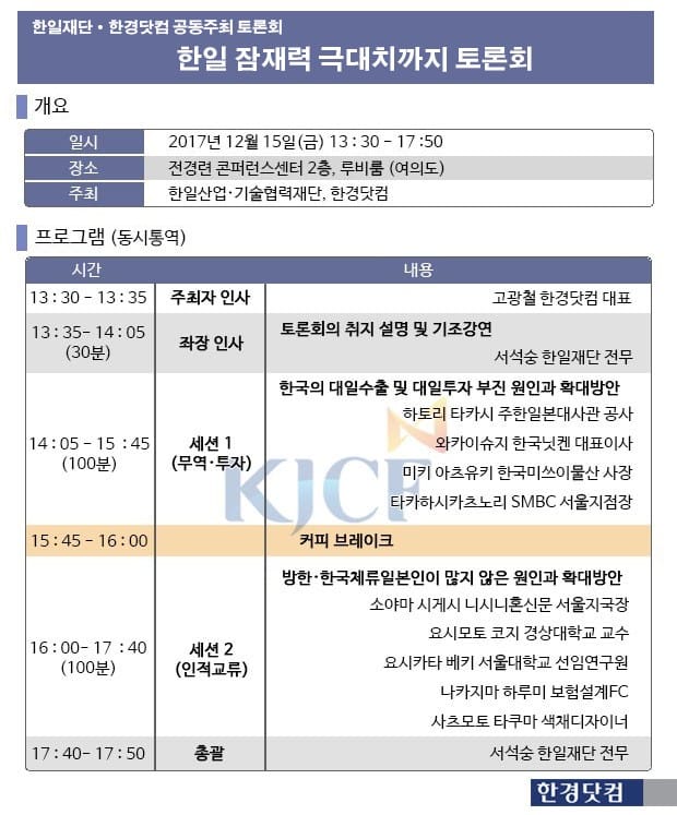 한일 경제협력, 잠재력 극대치까지 확대하려면 … 한일재단 한경닷컴 공동 세미나