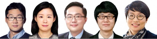 왼쪽부터 김태수 교수, 김현진 교수, 김효기 대표, 박인성 연구원, 이명주 교수.