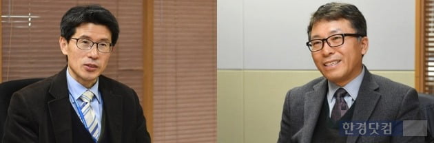 18일 오후 서울 중림동 한국경제빌딩 10층에서 열린 '2018 정보통신산업 간담회'에 김영문 과학기술정보통신부 디지털콘텐츠과장(왼쪽)과 민병수 정보통신산업진흥원(NIPA) 기획평가단장이 참석했다.