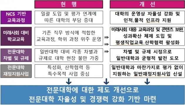 전문대 제도개선 방향. / 출처=교육부 제공