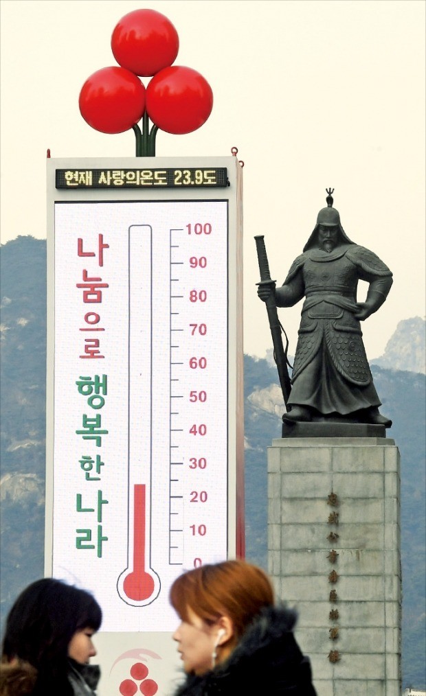 예년보다 더딘 사랑의 온도탑