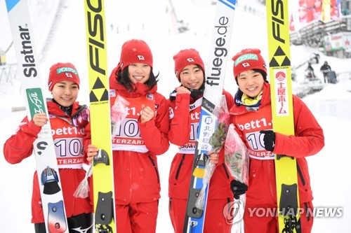 일본, 신설된 여자 스키점프 월드컵 단체전에서 우승