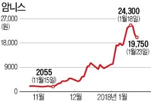 '바이오 진출' 암니스 너무 올랐나… 자금 조달 마치자 급락세