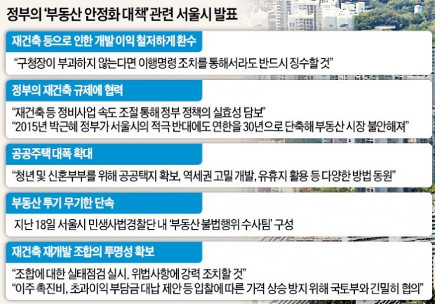 서울시, 정부 '지원사격'… "개발이익 철저 환수·정비사업 속도 조절"