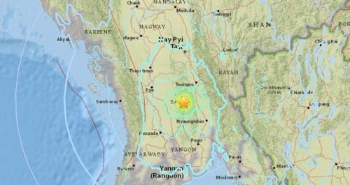 미얀마 중부서 규모 6.0 지진… "인명피해 보고 없어"
