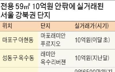 강북 전용 59㎡도 10억 찍었다