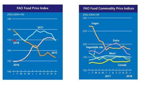 세계식량가격지수 안정세… 기상악화로 곡물 다소 상승